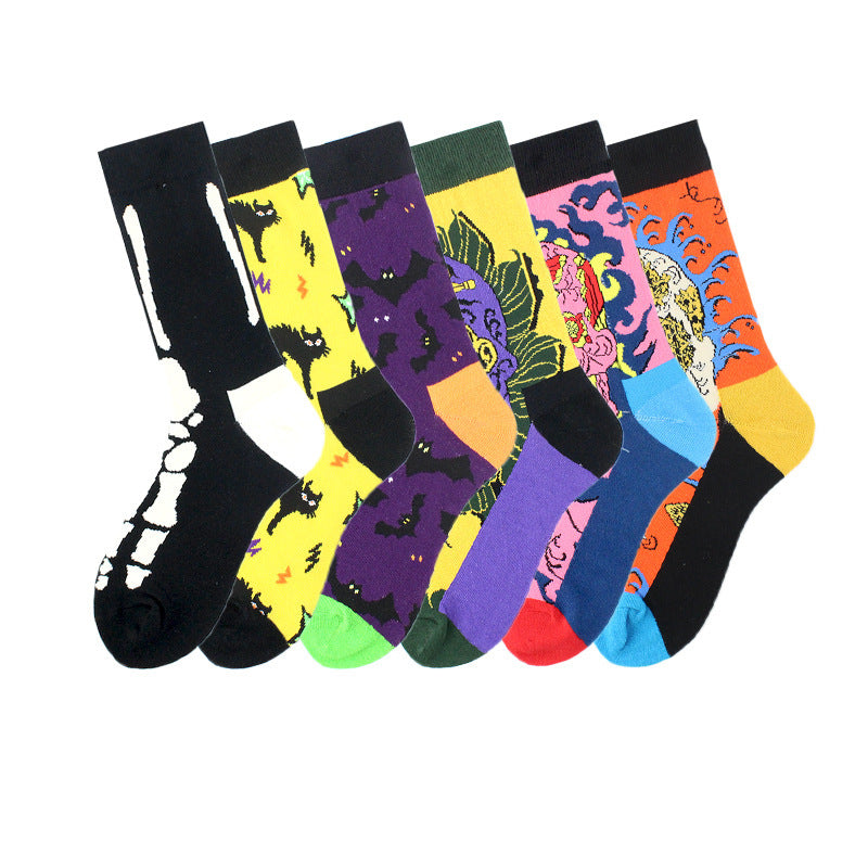 Fashionable And Colorful Ghost Bat Trendy Socks