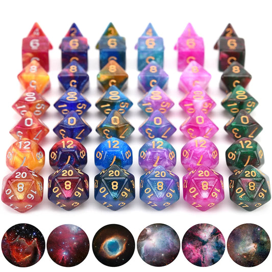 New Nebula Dice Set with Black Drawstring Bag for DnD Tabletop RPGs Games