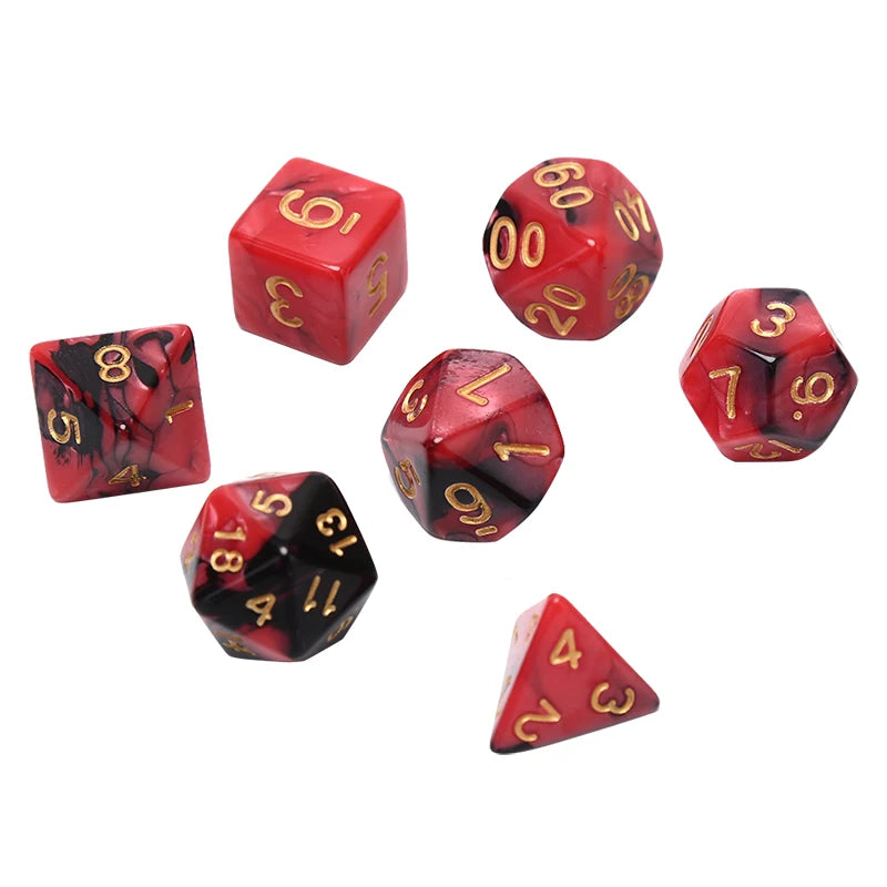 49pcs Polyhedral Dice DnD Dice Double Colors Dice with Pouch for Games