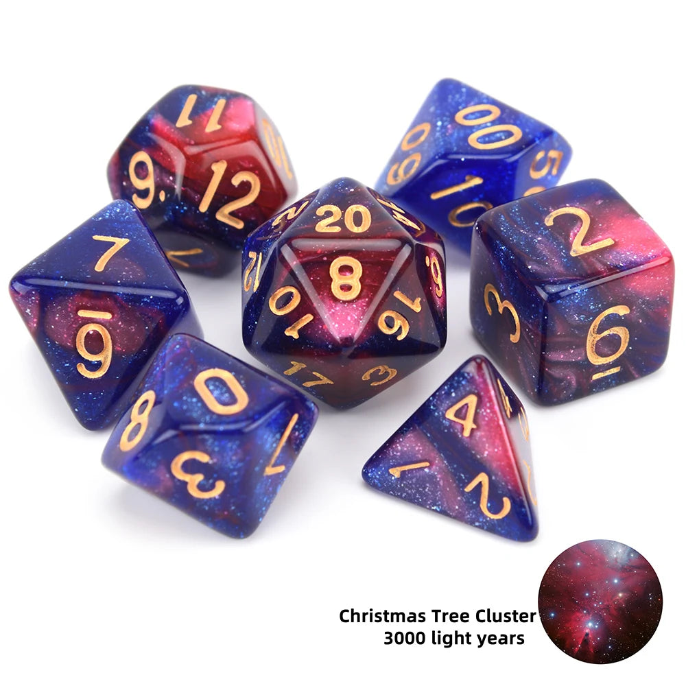 New Nebula Dice Set with Black Drawstring Bag for DnD Tabletop RPGs Games