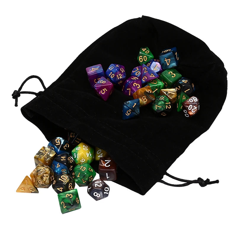 49pcs Polyhedral Dice DnD Dice Double Colors Dice with Pouch for Games