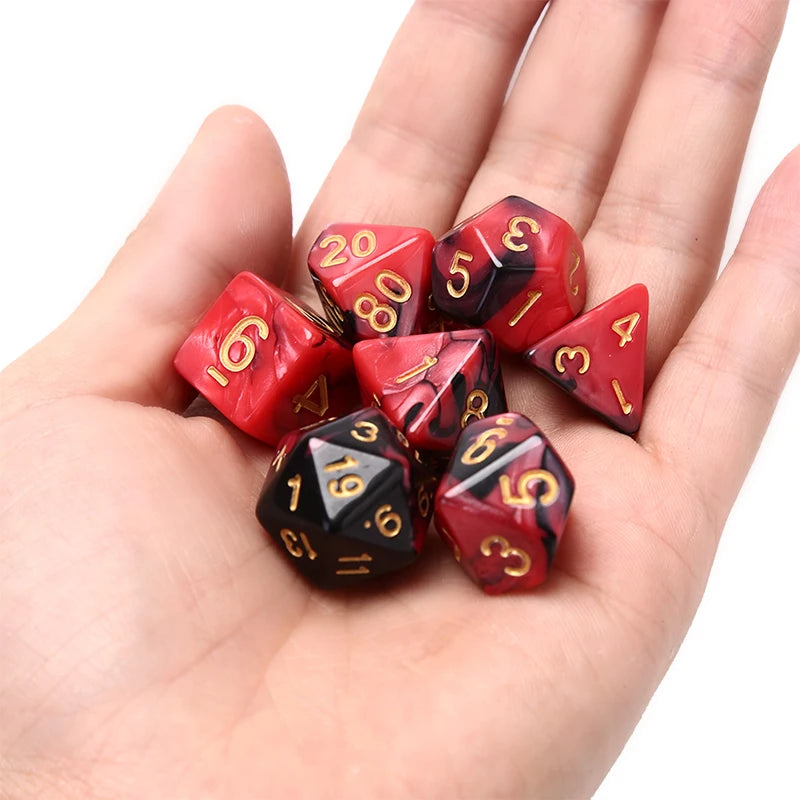 49pcs Polyhedral Dice DnD Dice Double Colors Dice with Pouch for Games