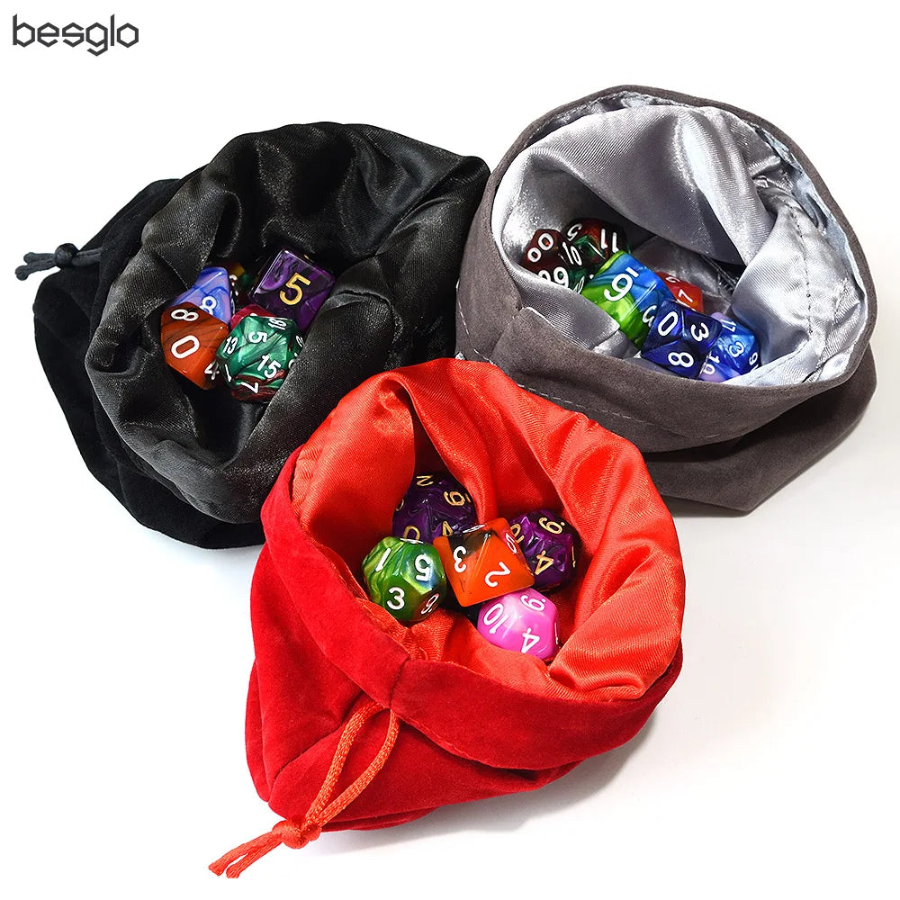 Drawstring Velvet Dice Bag Double-Layer Dice Jewelry Coin Storage Trinkets