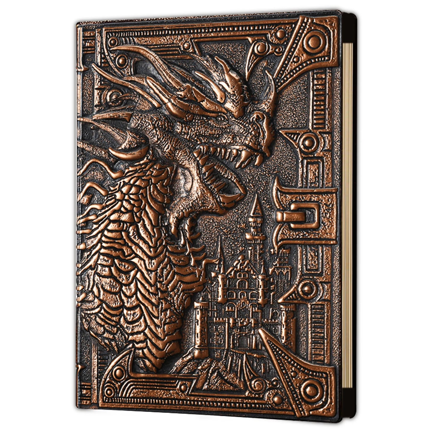 DND Journal 400 Page Book with 3D Dragons Leather Refillable 6-rings binder and Bookmark