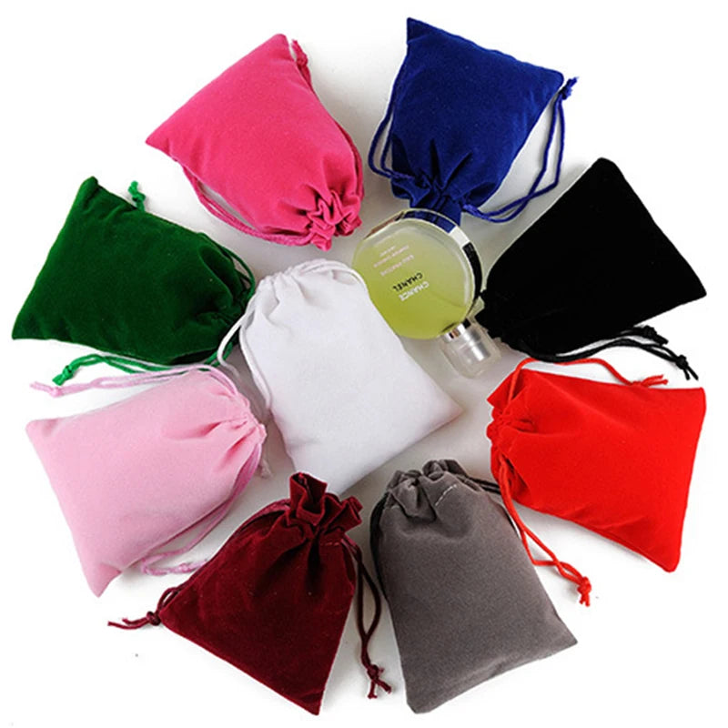 10Pcs Drawstrings Velvet Bags Velour Storage Pouches Mini Bags Dice & Jewelry Storage Bags