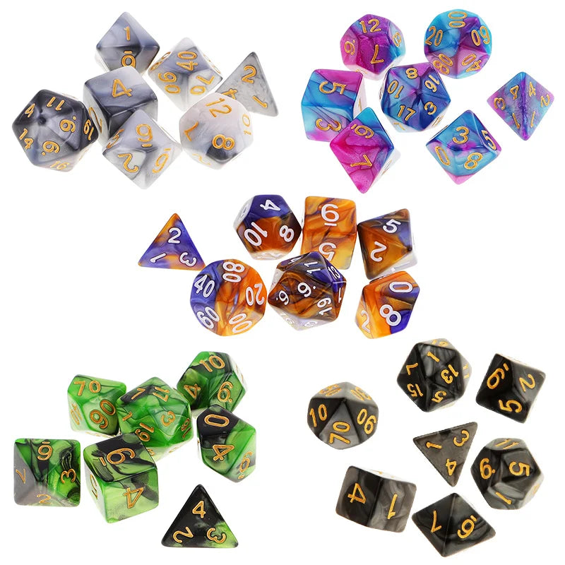 7Pcs Polyhedral Dice Double-Colors Polyhedral Game Dice for RPG Dungeons and Dragons DND RPG MTG