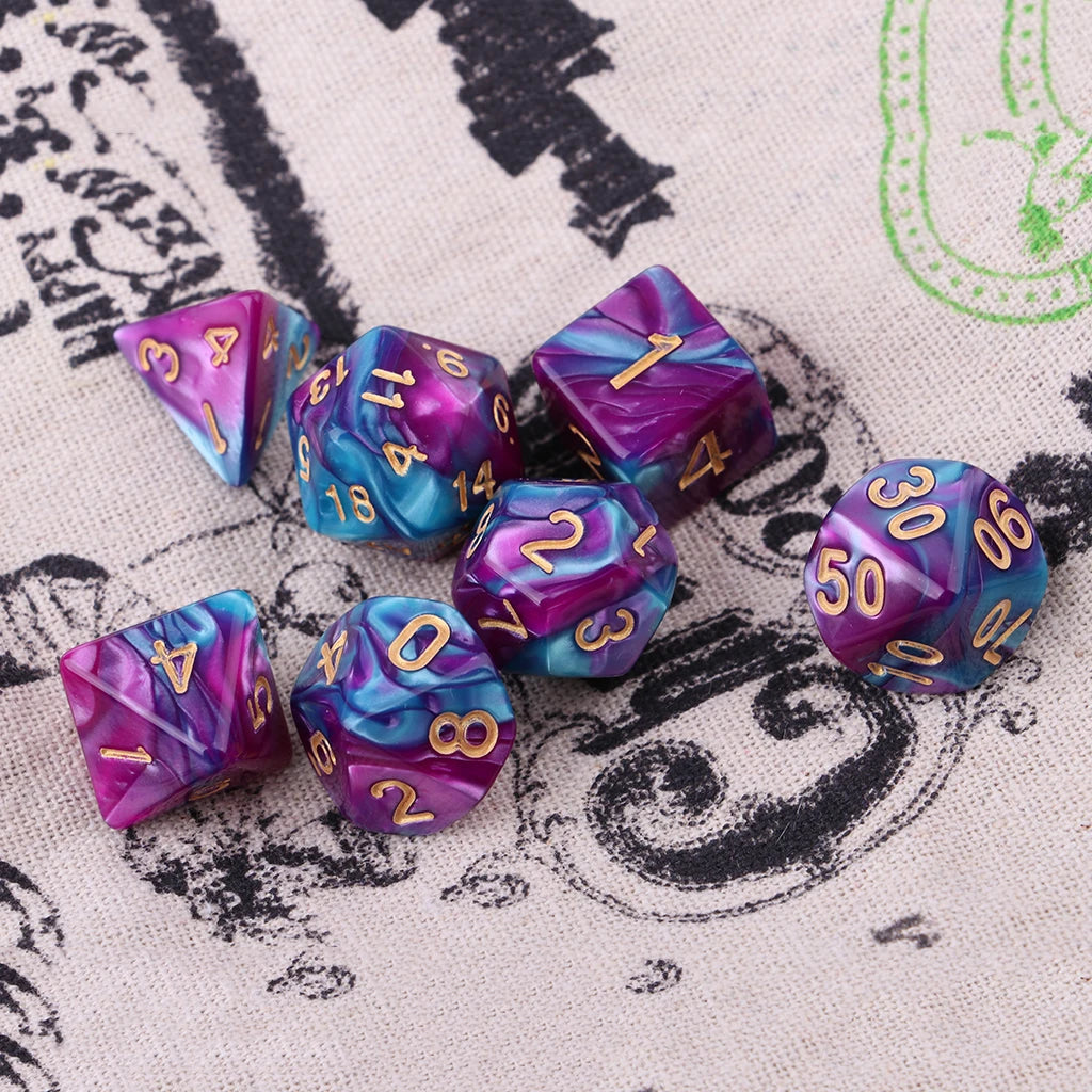 7Pcs Polyhedral Dice Double-Colors Polyhedral Game Dice for RPG Dungeons and Dragons DND RPG MTG