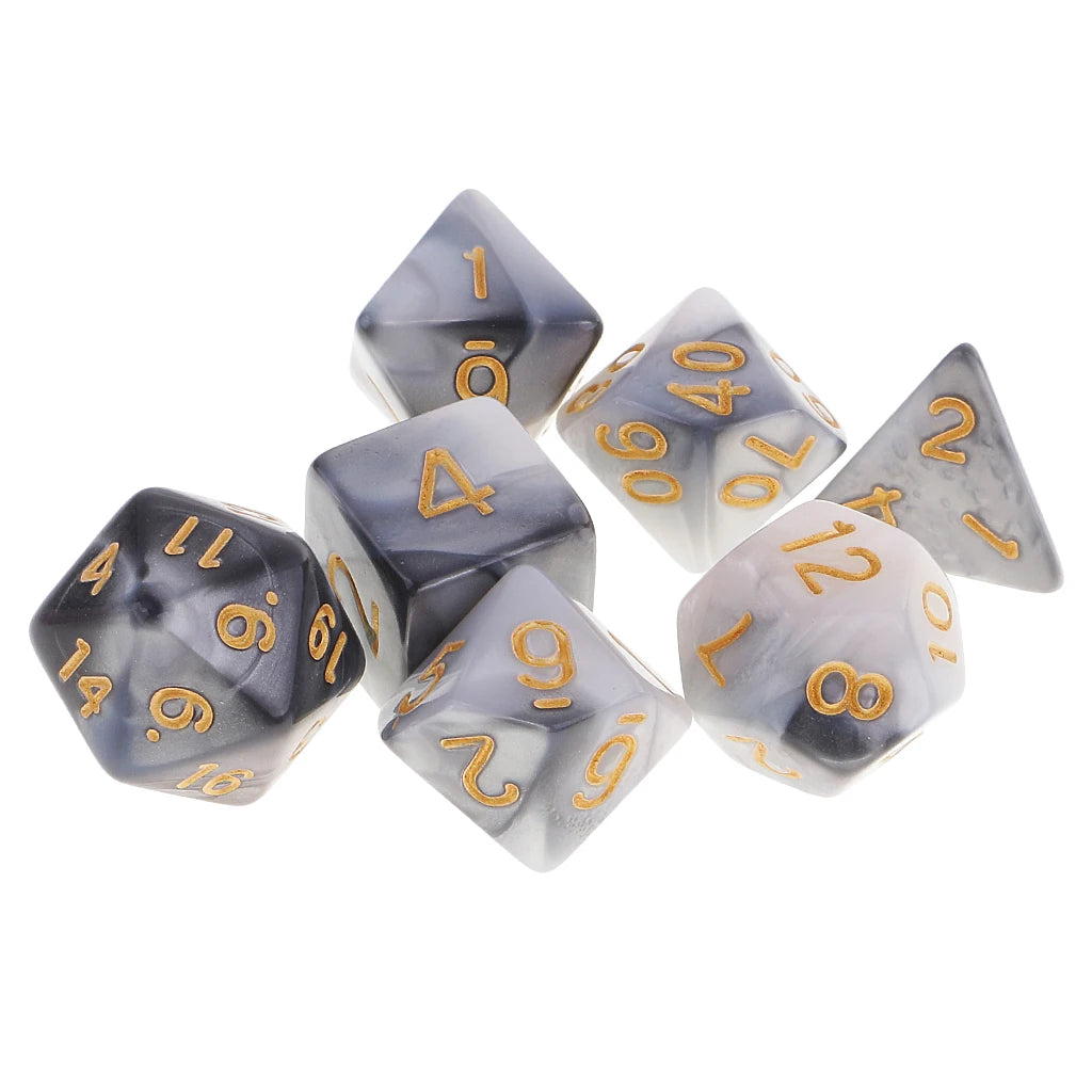 7Pcs Polyhedral Dice Double-Colors Polyhedral Game Dice for RPG Dungeons and Dragons DND RPG MTG