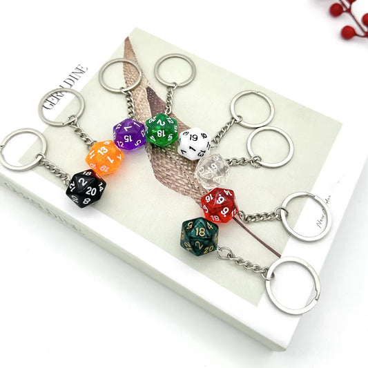 DnD D20 Resin Dice Charm Keychain Handmade RPG Game Dungeons and Dragons Dice Keychain