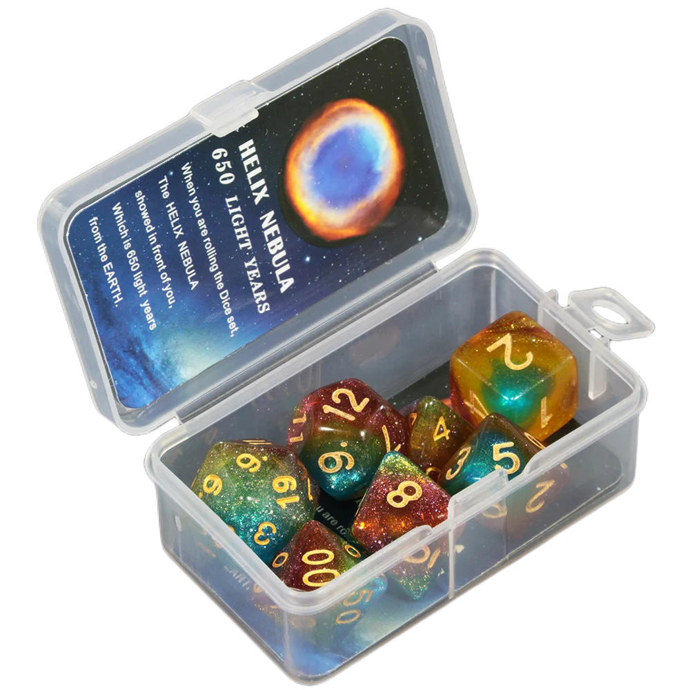 Cosmic Galaxy Concept Dice 7 Pcs with Bag/ Box Role Playing Game Table  Accessories  8 Themes