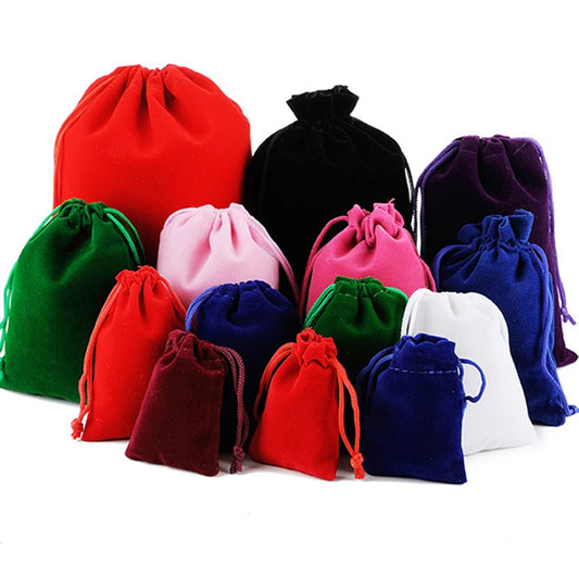 10Pcs Drawstrings Velvet Bags Velour Storage Pouches Mini Bags Dice & Jewelry Storage Bags