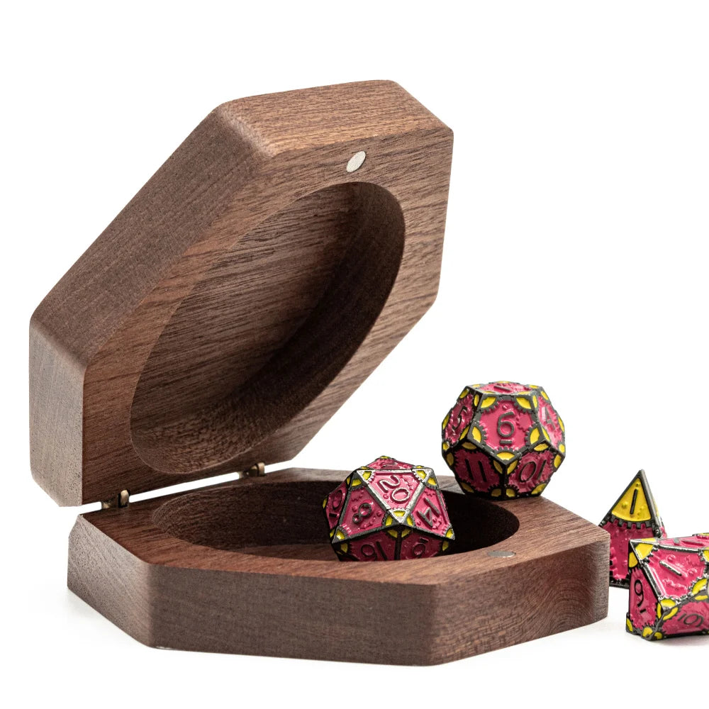 Wooden Dice Case, Storage Box, for 16mm D&D Dice, Dice Holder, Wooden Chest with Magnetic Lid, For Tabletop Games